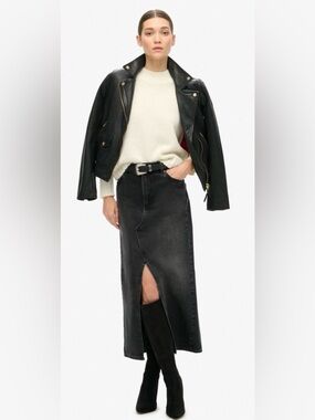 Superdry Denim Split Maxi Skirt